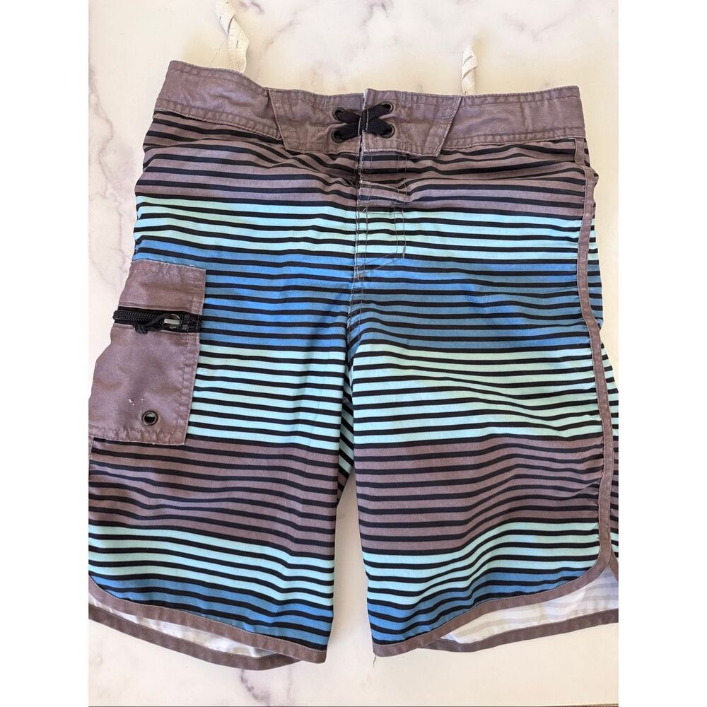 Art class size 12 blue stripes swim trunks adjustable waist